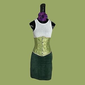 Vintage Express green suede leather skirt